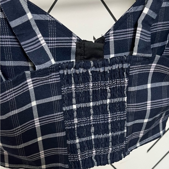 BP. Plaid Crop Corset Tank Top XS Blue Hook & Eye Sweetheart Neckline - Picture 4 of 5